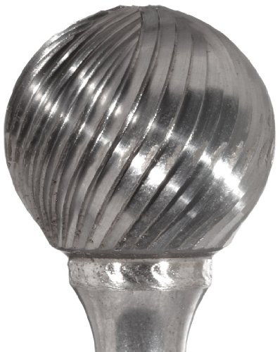 Bassett SD-6 Ball Solid Carbide Bur, เสร็จสิ้นการเคลือบผิว, ตัดเดี่ยว, ปลายธรรมดา, 1/4 Shank, เส้นผ่านศูนย์กลางหัว