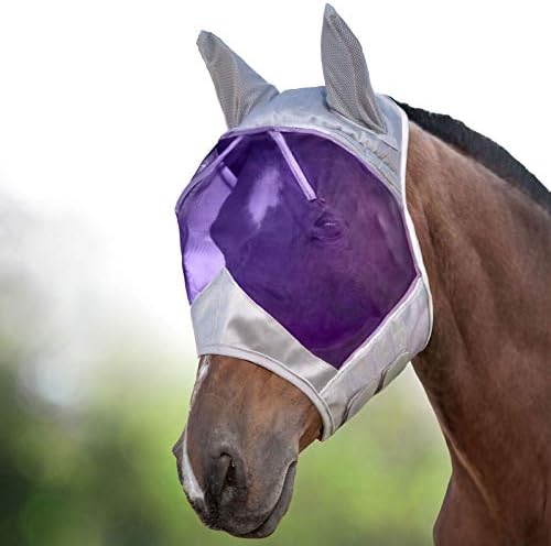 Harrison Howard Caremaster Horse Mask ครึ่งใบหน้ากับหู Silver/Purple Retro XL เต็มขนาดพิเศษ