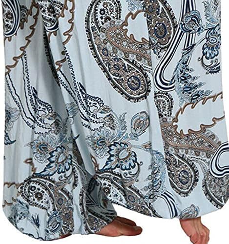 maiyifu-gj ผู้หญิงพิมพ์ขากว้างกางเกง palazzo กางเกงหลวมพอดีกับลายดอกไม้แบบสบาย ๆ กางเกงฮาเร็มกางเกงในฤดูร้อนถุงเลานจ์กางเกงเลานจ์