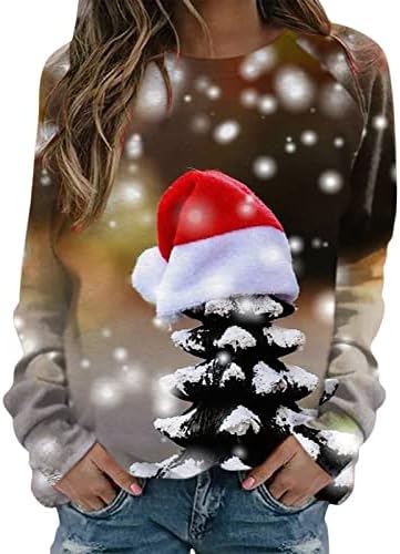 Xiloccer สุดน่ารักคริสต์มาสเสื้อผู้หญิงทุกวันสุขสันต์วันคริสต์มาสพิมพ์เสื้อสเวตเตอร์คอรอบคอ