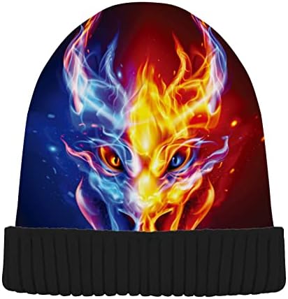 Alaza Fire Dragon Head Magic Beanie for Women ผู้ชายหมวกฤดูหนาวหมวกสลับกะโหลกศีรษะแบบย้อนกลับได้ Multi