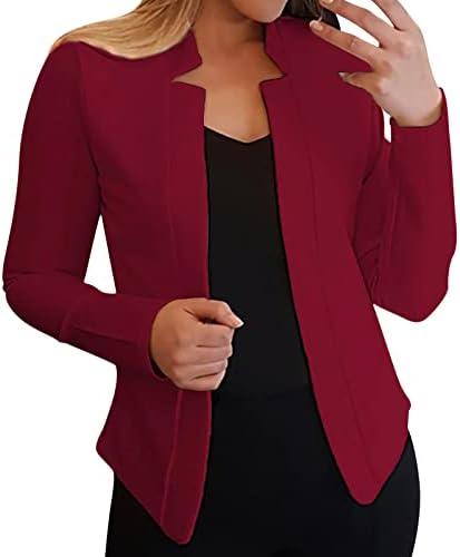 Womens Comcual Pocketed Office Blazers พาดเสื้อแจ็คเก็ตคาร์ดิแกนด้านหน้าแบบเปิด