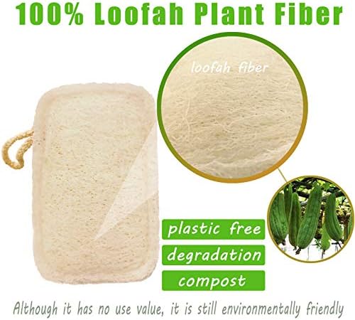 Liangken 6pcs ฟองน้ำธรรมชาติสำหรับอาหารห้องครัว Eco ขัดฟองน้ำอย่างมีประสิทธิภาพกำจัดคราบน้ำมันพืช loofah ,