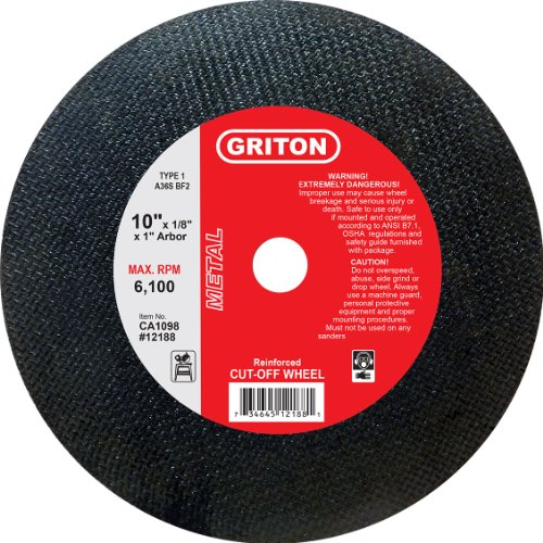 Griton CA1098 Arbor Industrial Cut Off Wheel สำหรับการตัดโลหะที่ใช้กับเลื่อยที่อยู่กับที่, เส้นผ่านศูนย์กลางของหลุม