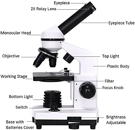 Liruxun Professional Professional Microscope Compound LED Monocular Student Microscope Exploration Adapter สมาร์ทโฟนสมาร์ทโฟน